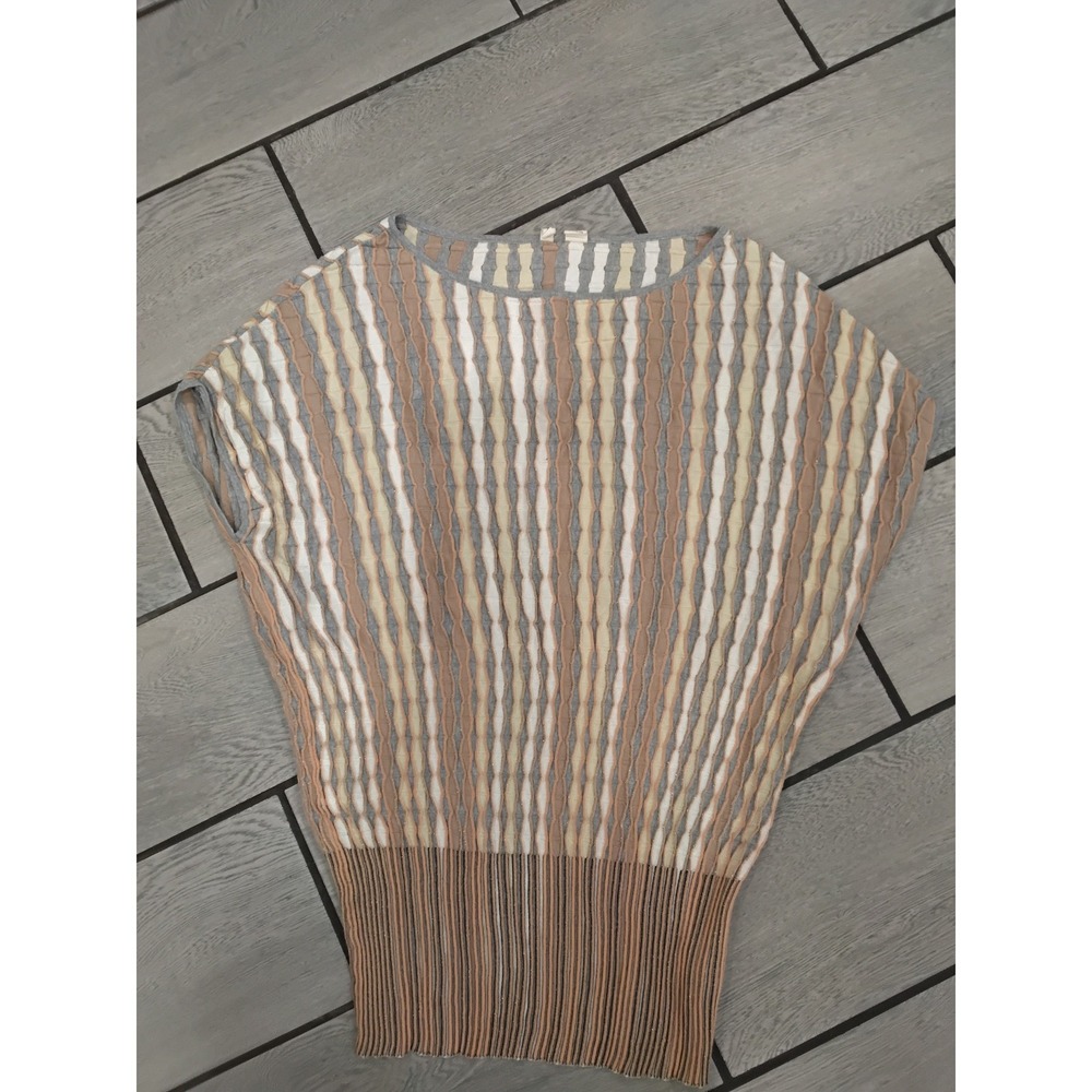Moth Anthropologie Neutral Striped Metallic Ribbed Hem Dolman Knit Top Large